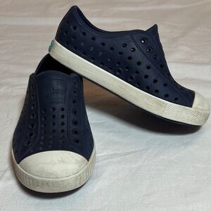 C8 Navy Blue Perforated Slip-On Sneakers